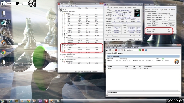 無聊 清清我的cpu 散熱器 換換各廠牌風扇 三洋 酷媽 保銳 AC XG .....參考看看數字 -特映無風扇燒機
