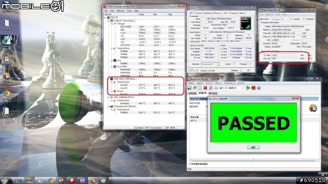 無聊 清清我的cpu 散熱器 換換各廠牌風扇 三洋 酷媽 保銳 AC XG .....參考看看數字 -特映無風扇燒機