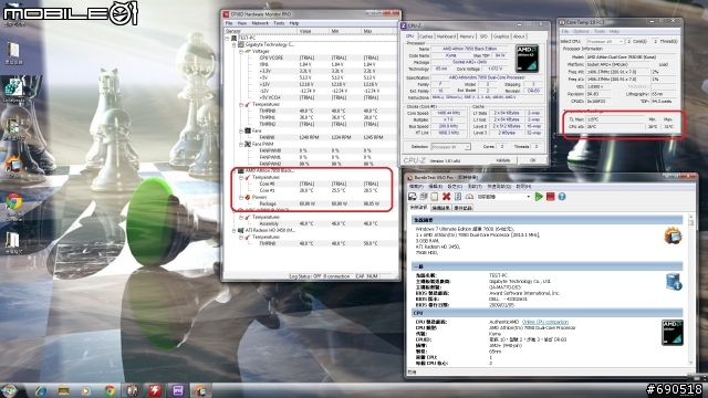 無聊 清清我的cpu 散熱器 換換各廠牌風扇 三洋 酷媽 保銳 AC XG .....參考看看數字 -特映無風扇燒機