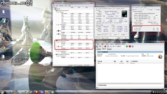 無聊 清清我的cpu 散熱器 換換各廠牌風扇 三洋 酷媽 保銳 AC XG .....參考看看數字 -特映無風扇燒機