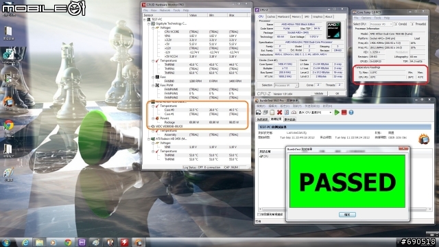 無聊 清清我的cpu 散熱器 換換各廠牌風扇 三洋 酷媽 保銳 AC XG .....參考看看數字 -特映無風扇燒機