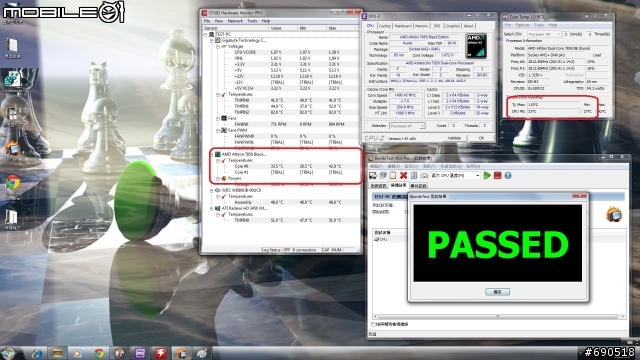 無聊 清清我的cpu 散熱器 換換各廠牌風扇 三洋 酷媽 保銳 AC XG .....參考看看數字 -特映無風扇燒機