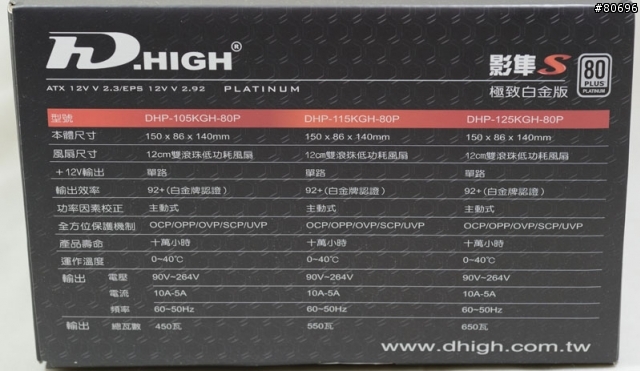 帝海影隼S極致白金版550W電源供應器簡介及測試
