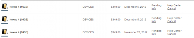 分享昨晚訂Google Nexus 4 出現烏龍訂單,他們系統一定有問題。