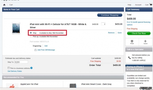 訂購心得--美國Apple官網訂購 iPad mini Wi-Fi + Cellular版