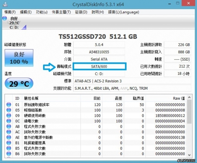 (補跑分)S15(win8) 終於上SSD512G!Transcend SSD720 - 512G安裝成功