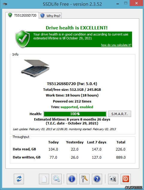 (補跑分)S15(win8) 終於上SSD512G!Transcend SSD720 - 512G安裝成功
