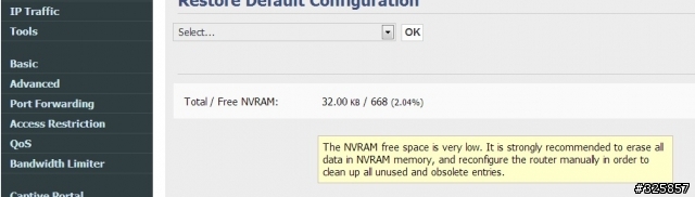 ASUS RT-N16 刷 tomato Shibby 後的nvram 快吃光光~~