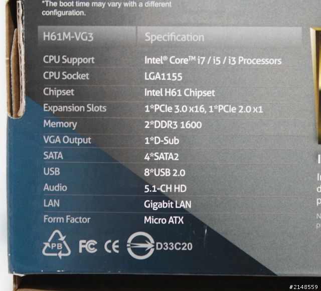 組建 HTPC 的 俗又大碗 主機板:ASRock - H61M-VG3