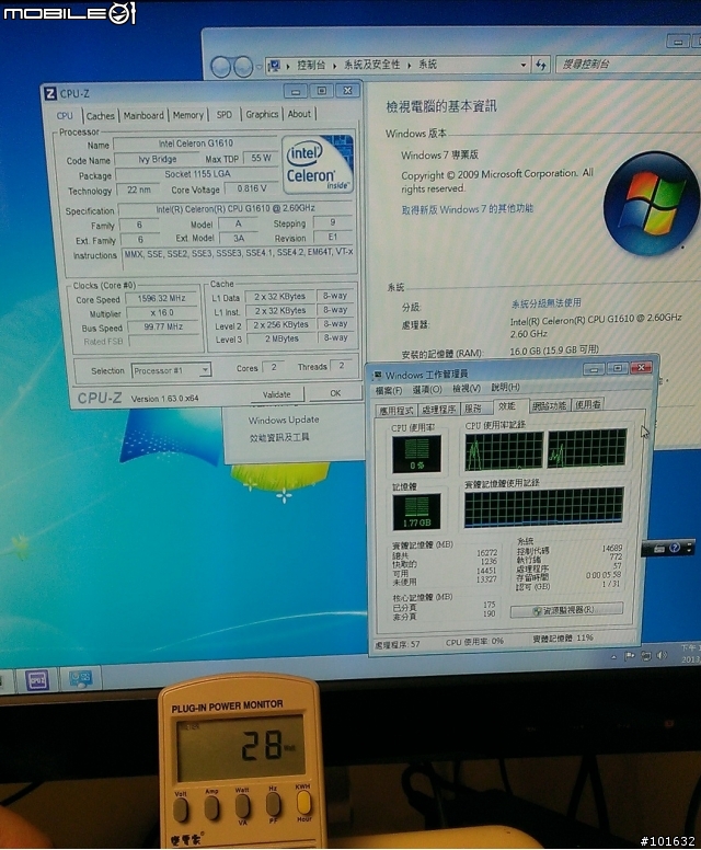 32nm的Sandy i3-2100T與22nm的Ivy待機不專業比較