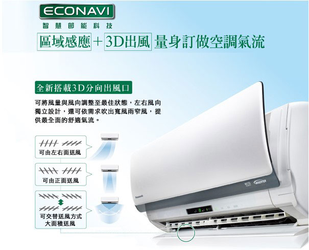 夏天到了~熱死我了~趕快來開我最喜歡的Panasonic ECO NAVI空調的動向感應 3D氣流