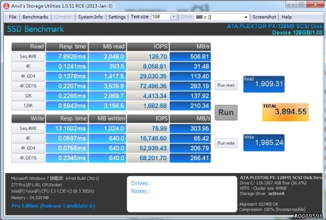 SSD Plextor M5P xtreme 128g 簡單分享測試數據~