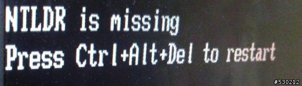 True Image 備份系統硬碟開機出現 NTLDR is missing