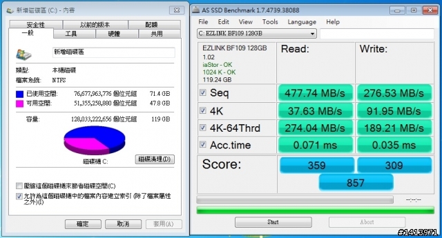 ezlink BF109 mSATA SSD 128GB 測試
