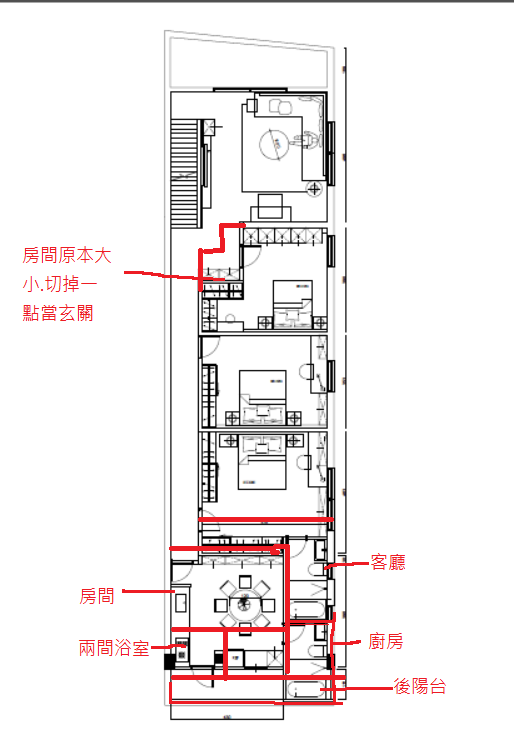 長條型的房屋,關於裝潢設計上有什麼好的建議(附圖)大約多少能搞定?