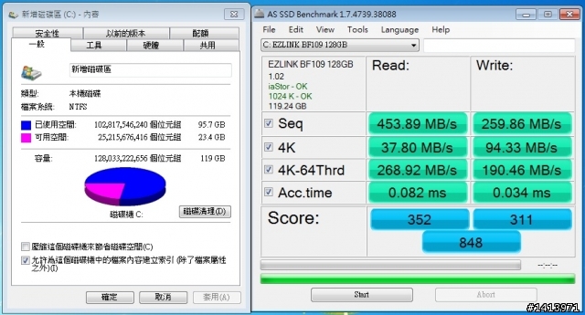 ezlink BF109 mSATA SSD 128GB 測試