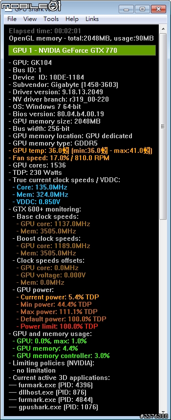 近日差4千元的GTX 770 2G版對決!技嘉GV-N770OC-2GD PK 微星N770 LIGHTNING(更新雙BIOS測試)