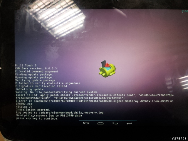 Google Nexus 10 4.3 OTA 失敗,請求專業解答(已先爬文)