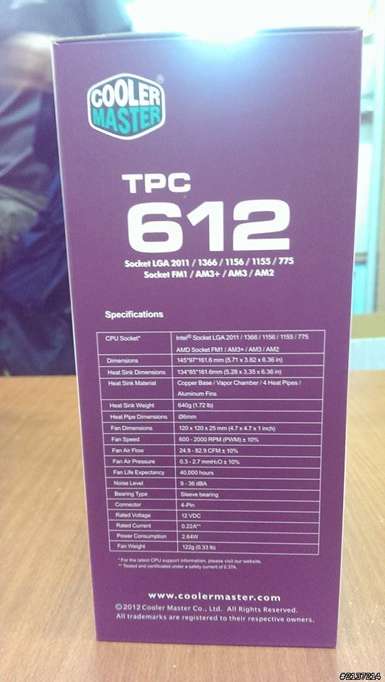 中價位均熱板散熱器,Cooler Master酷媽TPC612開箱