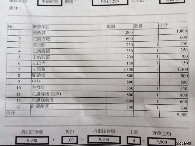 新勁戰 雷殘報修一萬五? (6/17更新)