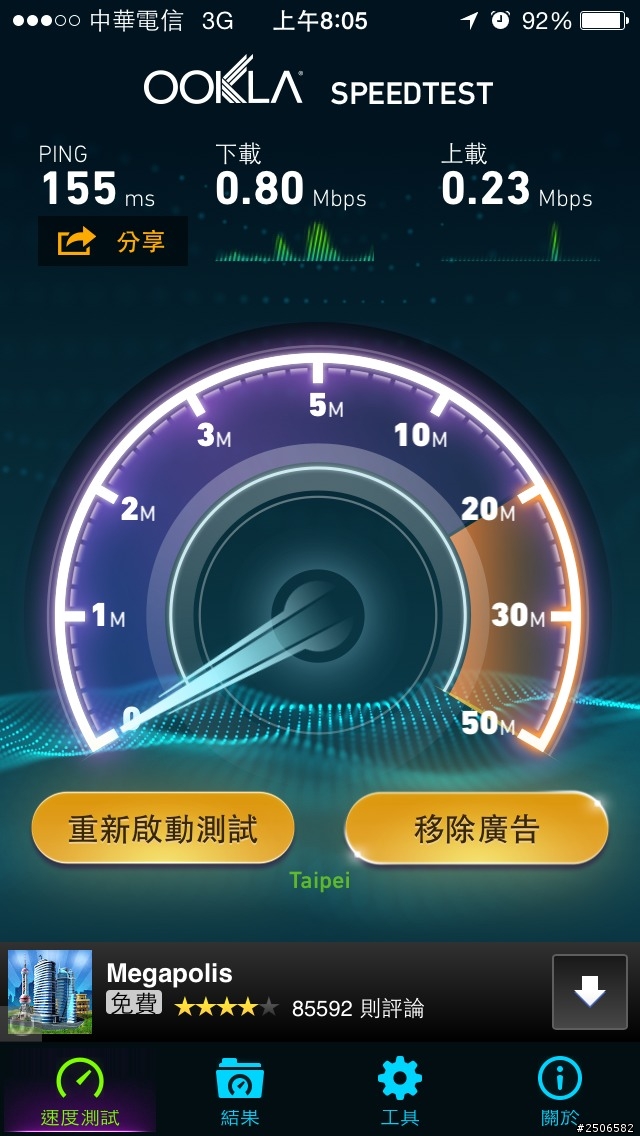4G訊號都還沒收到,我的3G已經被中華電信限速降速了~~