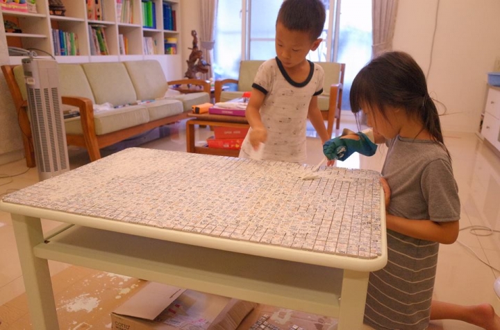 DIY 鄉村風馬賽克桌