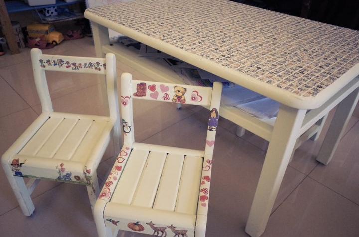 DIY 鄉村風馬賽克桌