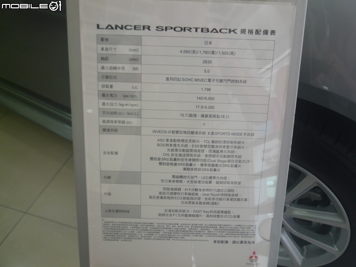 「近距賞味」Lancer Sportback