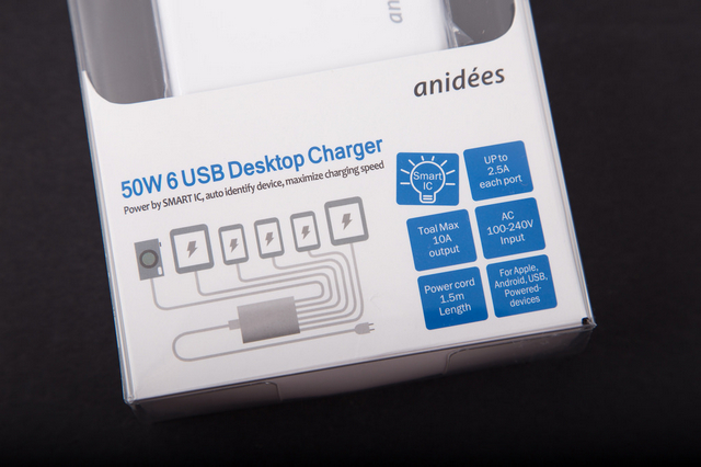 充電超快超方便的 Anidees 50W 桌上型USB充電器 5 & 6 PORT一起入手