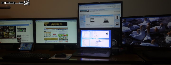 HP Elitebook 850G1+Docking = 五螢幕同時輸出顯示