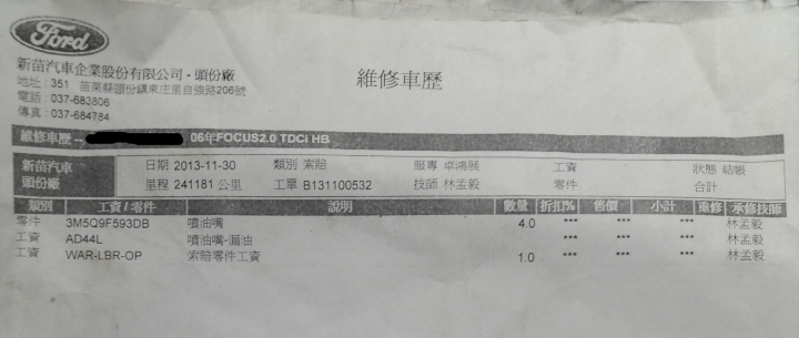 讓人不敢領教的福特原廠後勤~一年間前後六次花了十多萬還修不好~日前又在路上暴了~感覺福特的車主在台灣很可憐!!