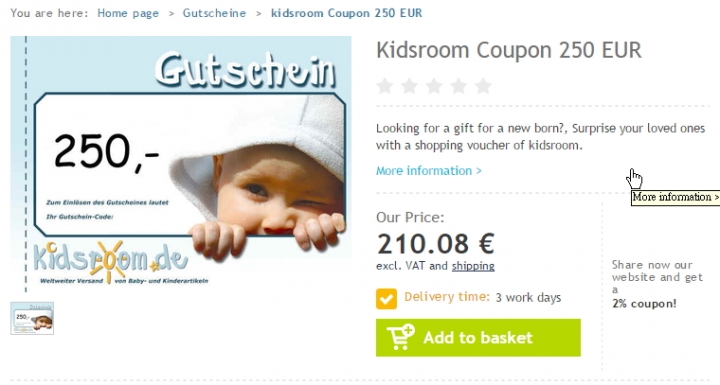 KIDSROOM.DE 網站上買折價券一問