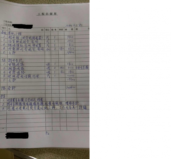 水電估價,懇請大大幫我看看我是不是個大盤子