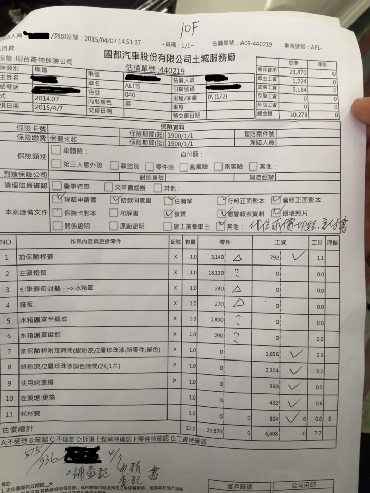 (更新至8/20)A到TOYOTA業務的車...對方要六萬...