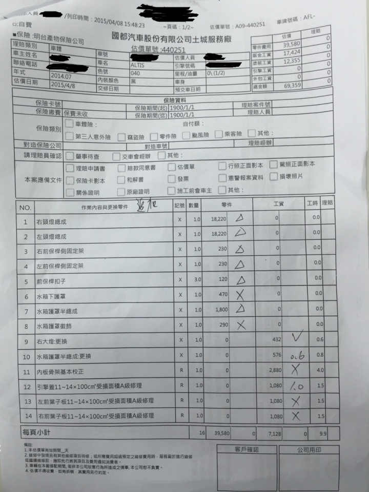 (更新至8/20)A到TOYOTA業務的車...對方要六萬...