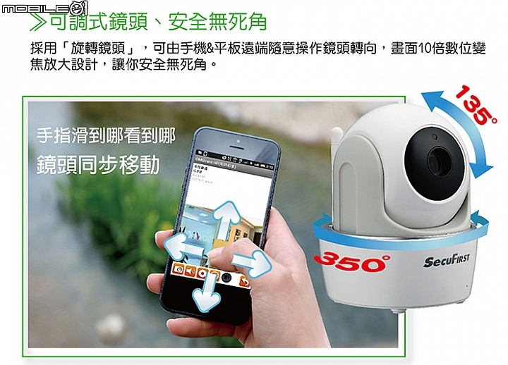照顧高齡長者的好幫手SecuFirst WP- G01S旋轉HD無線網路攝影機