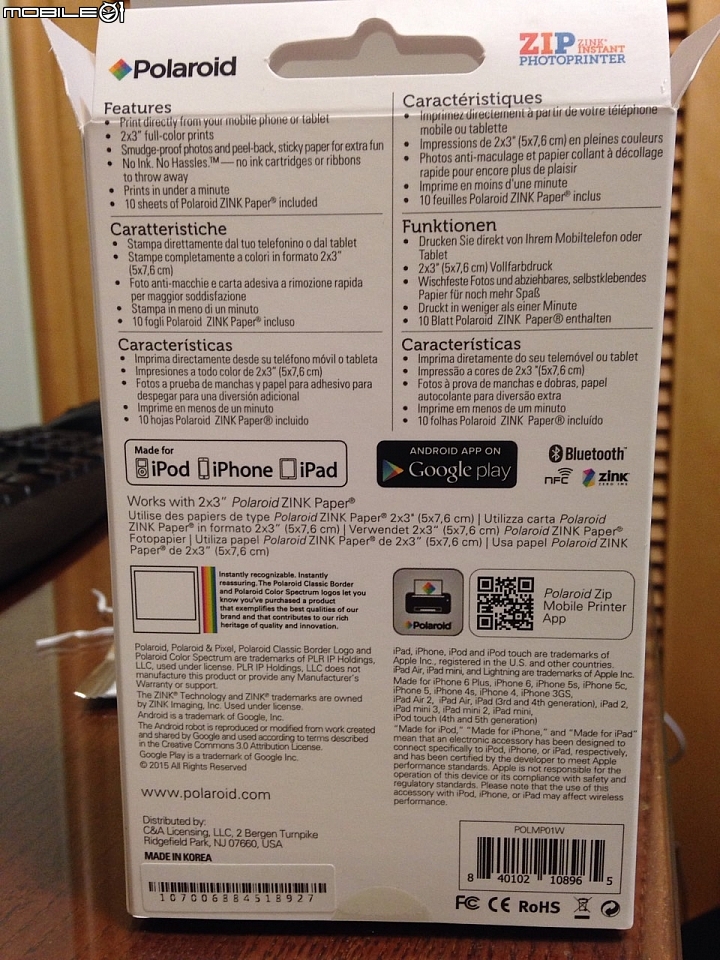 (開箱)Polaroid ZIP Zink Instant Printer
