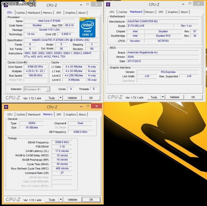 Skylake頻寬爆走 – 威剛XPG Z1 DDR4 3600記憶體效能測試
