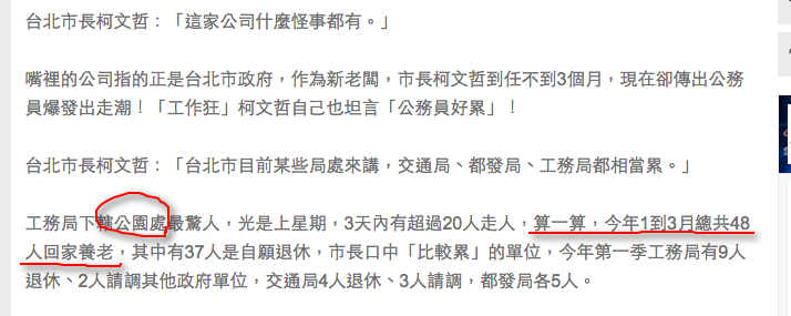 年初北市公園處跑掉48人,結果只准補10個約聘?