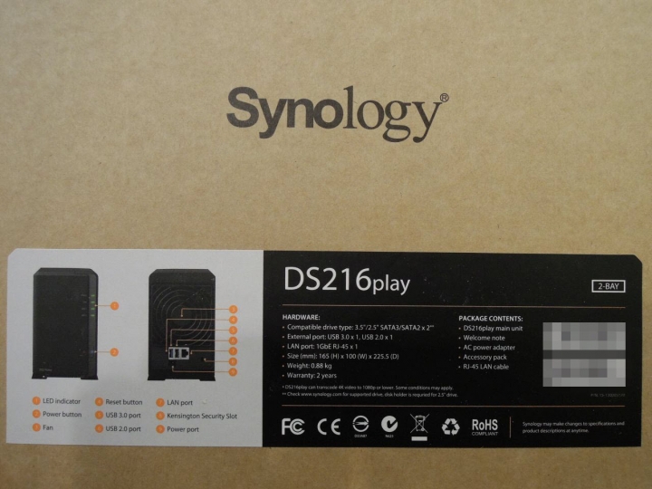 4K H.265 硬體轉碼 Synology DS216Play NAS 開箱(持續更新中)
