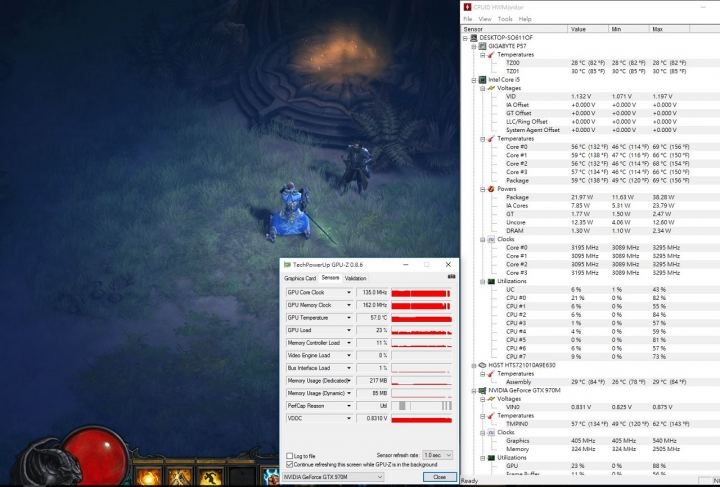 GIGABYTE P57W  燒機與遊戲溫度測試,非常理想的顯晶溫度