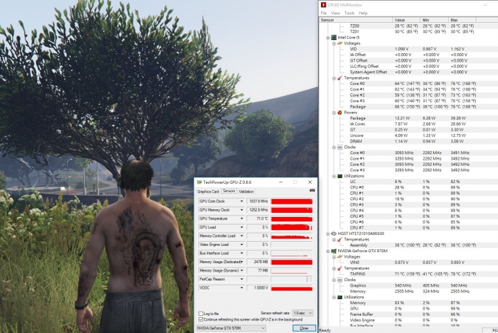 GIGABYTE P55W V5燒機(使用XTU調整mV降壓降溫)與遊戲溫度表現