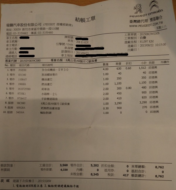 Peugeot 208 E-HDI 九萬五千公里分享。
