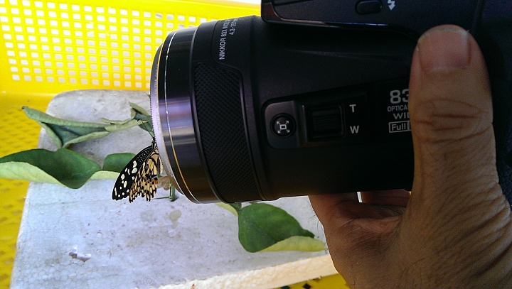 Nikon P900近拍湯品,卻拍到自身鏡頭保護鏡的霧氣。