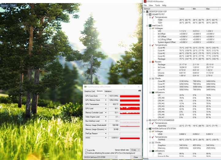 GIGABYTE P57W  燒機與遊戲溫度測試,非常理想的顯晶溫度