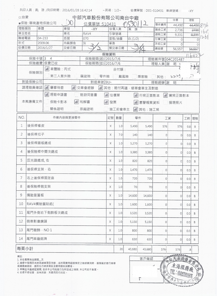 Rav4是紙做的?輕輕撞一下!要價11萬多? 已和解