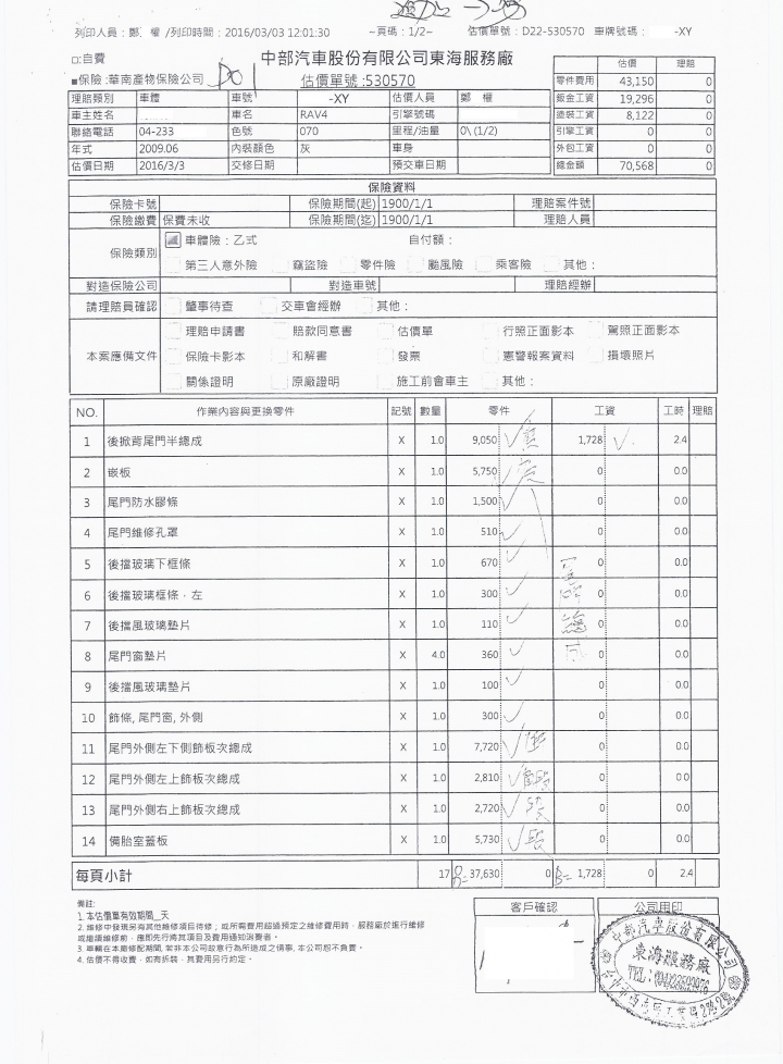 Rav4是紙做的?輕輕撞一下!要價11萬多? 已和解