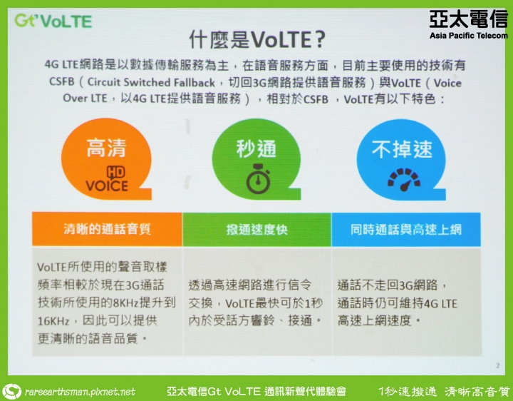 Gt VoLTE提升您的通話品質,亞太電信Gt VoLTE體驗會分享(台北場)