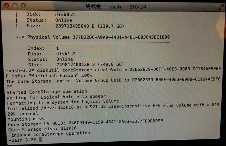 Fusion driver搭配Time machine回復for MBP mid 2012問題請教~