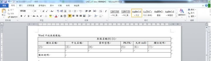 版友及網路上的前輩們好,我想請教關於word製作描述資料庫Table的技巧,